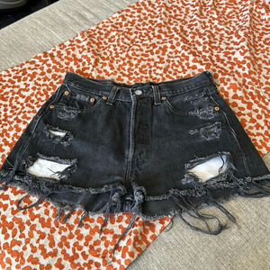 Levi’s Petros vintage brand boutique 501 custom black denim repurposed shorts